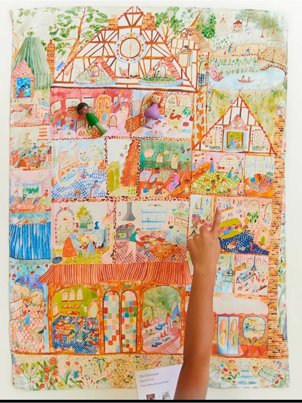 Sarah's Silks NEW Dollhouse Seek & Find Playsilk 21" X 29"